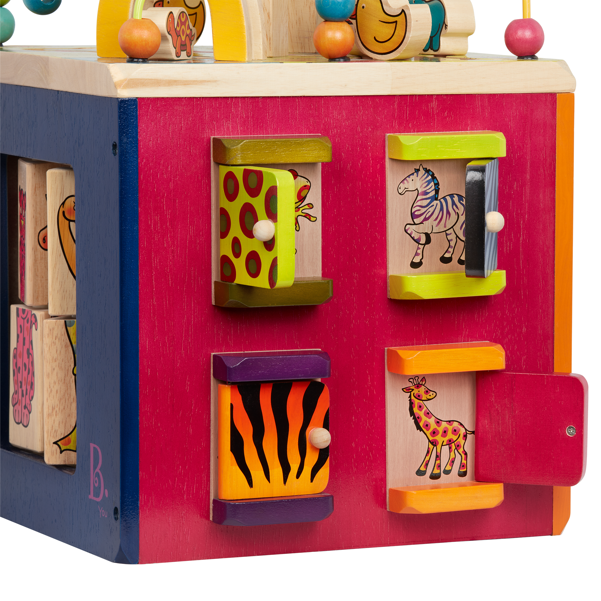 Wooden zoo activity cube.