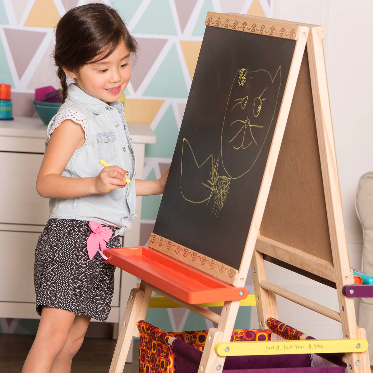 Chalkboard side of toy easel