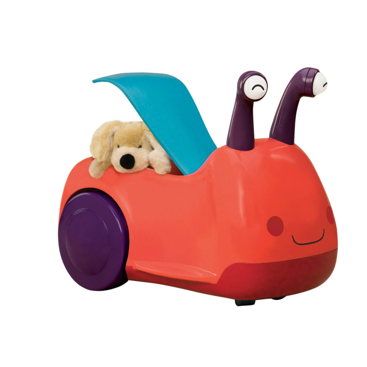 Snail ride-on with compartment