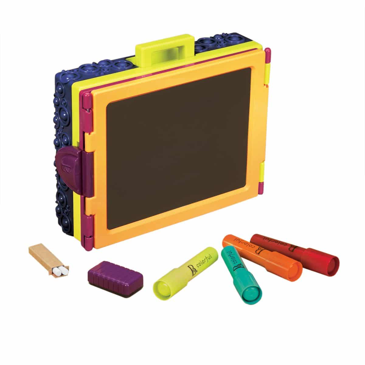Tabletop easel with markers and chalk