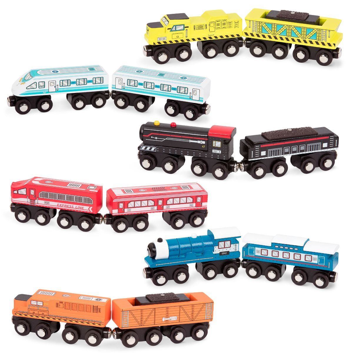 Wooden trains.