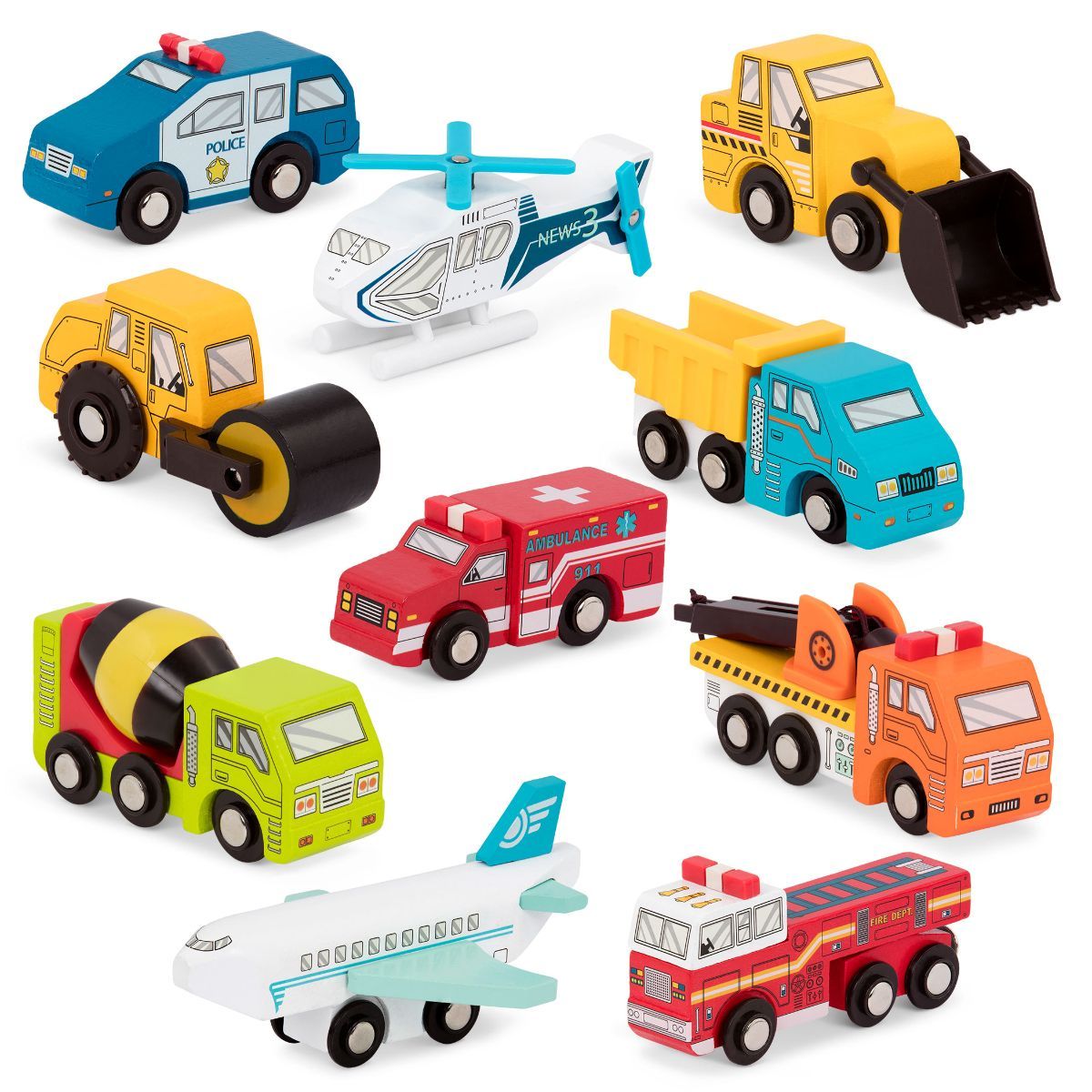 Wooden vehicles.