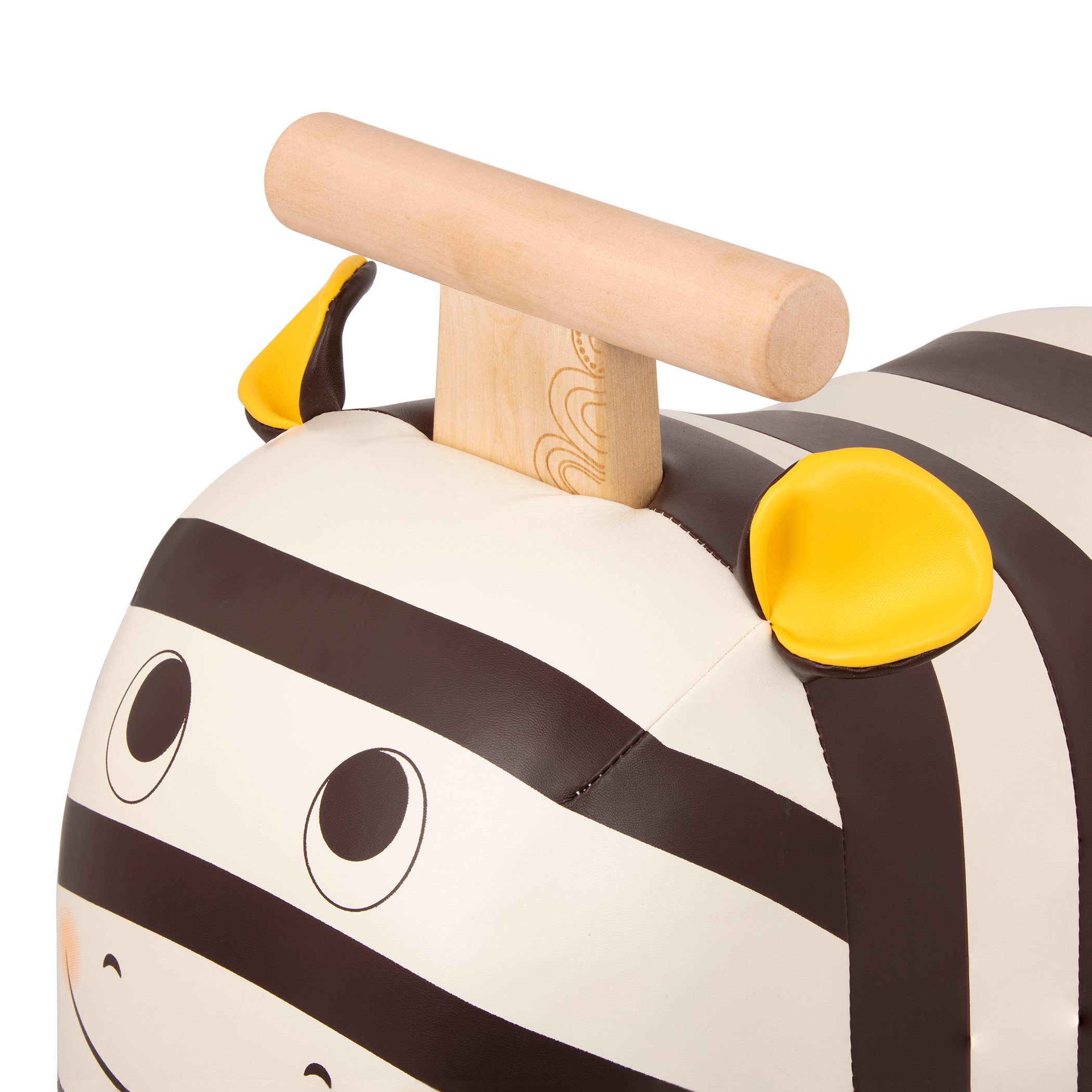 Wooden zebra ride-on.