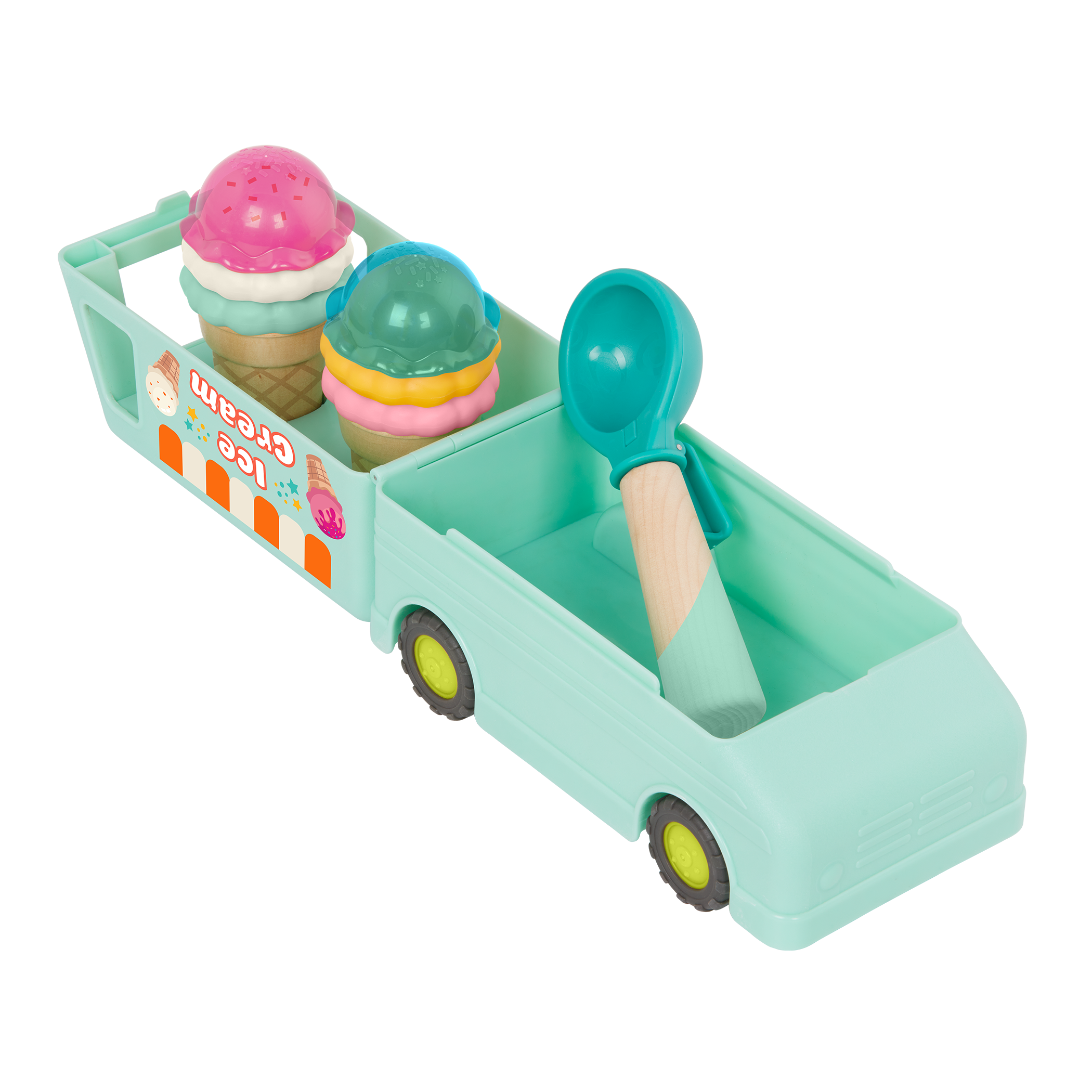 Toy ice cream truck with scoops.