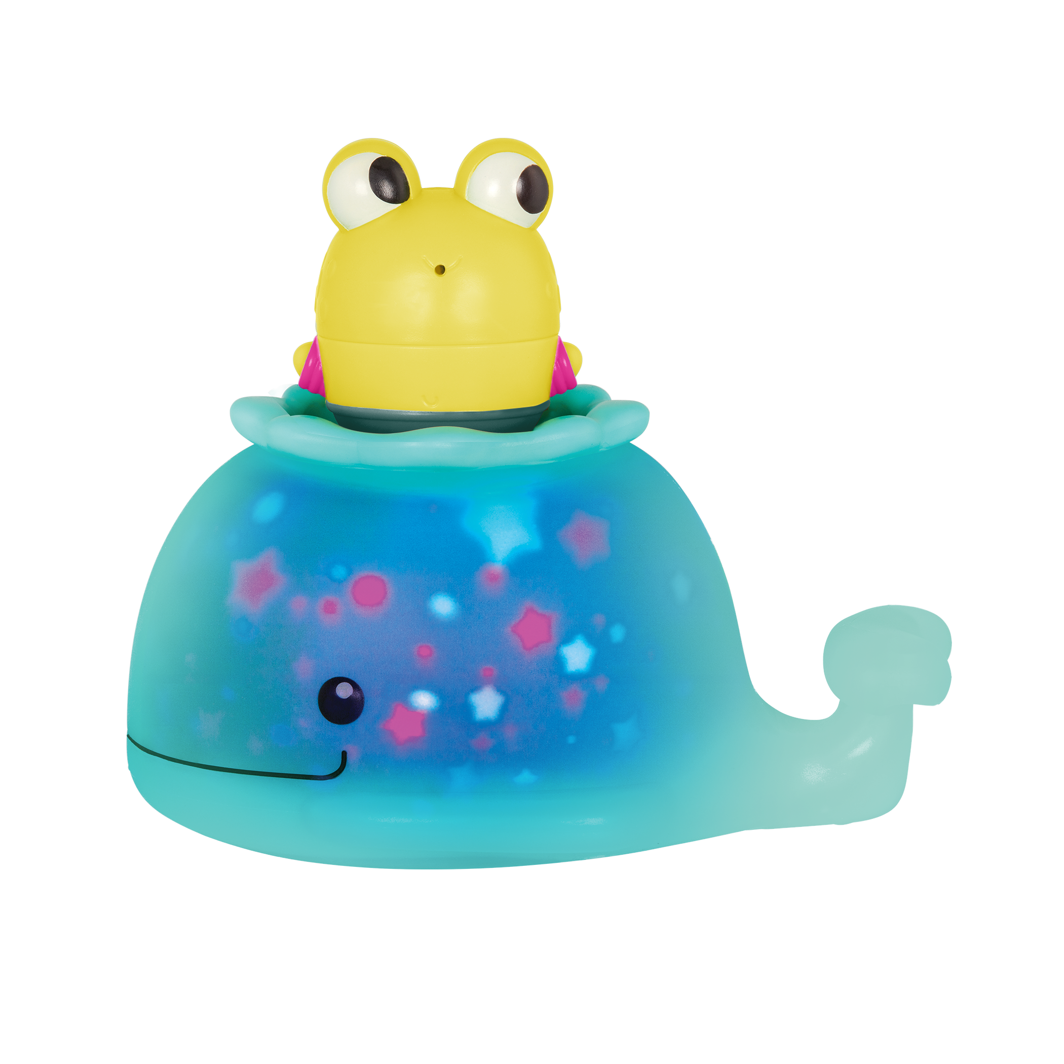 Frog and whale bath toys.