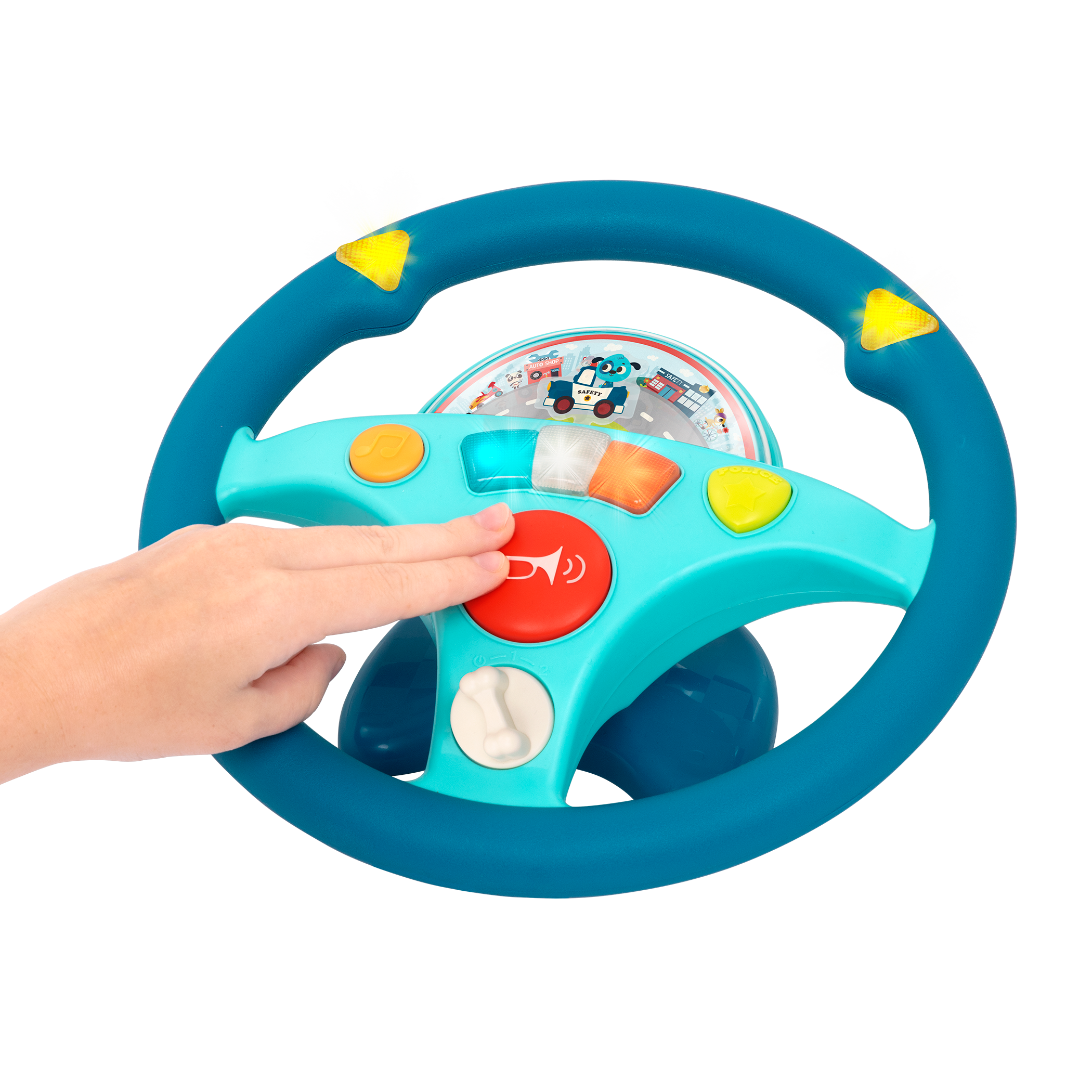 Toy steering wheel.