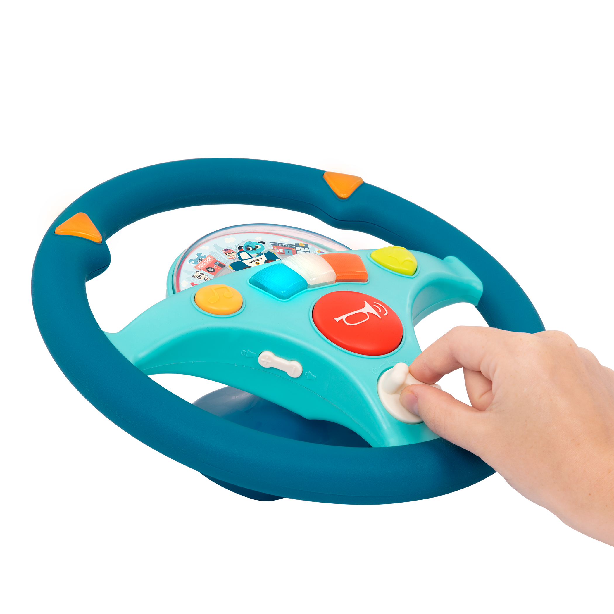 Toy steering wheel.