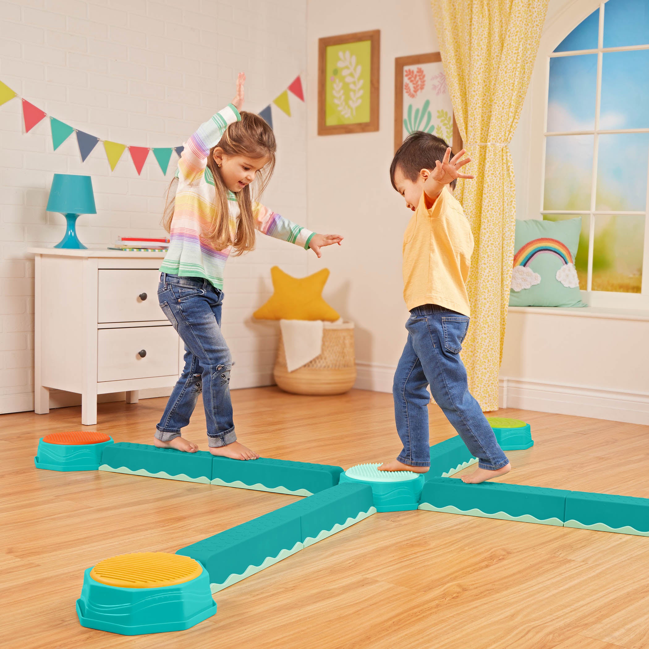 Balance beams for kids active play floor is lava