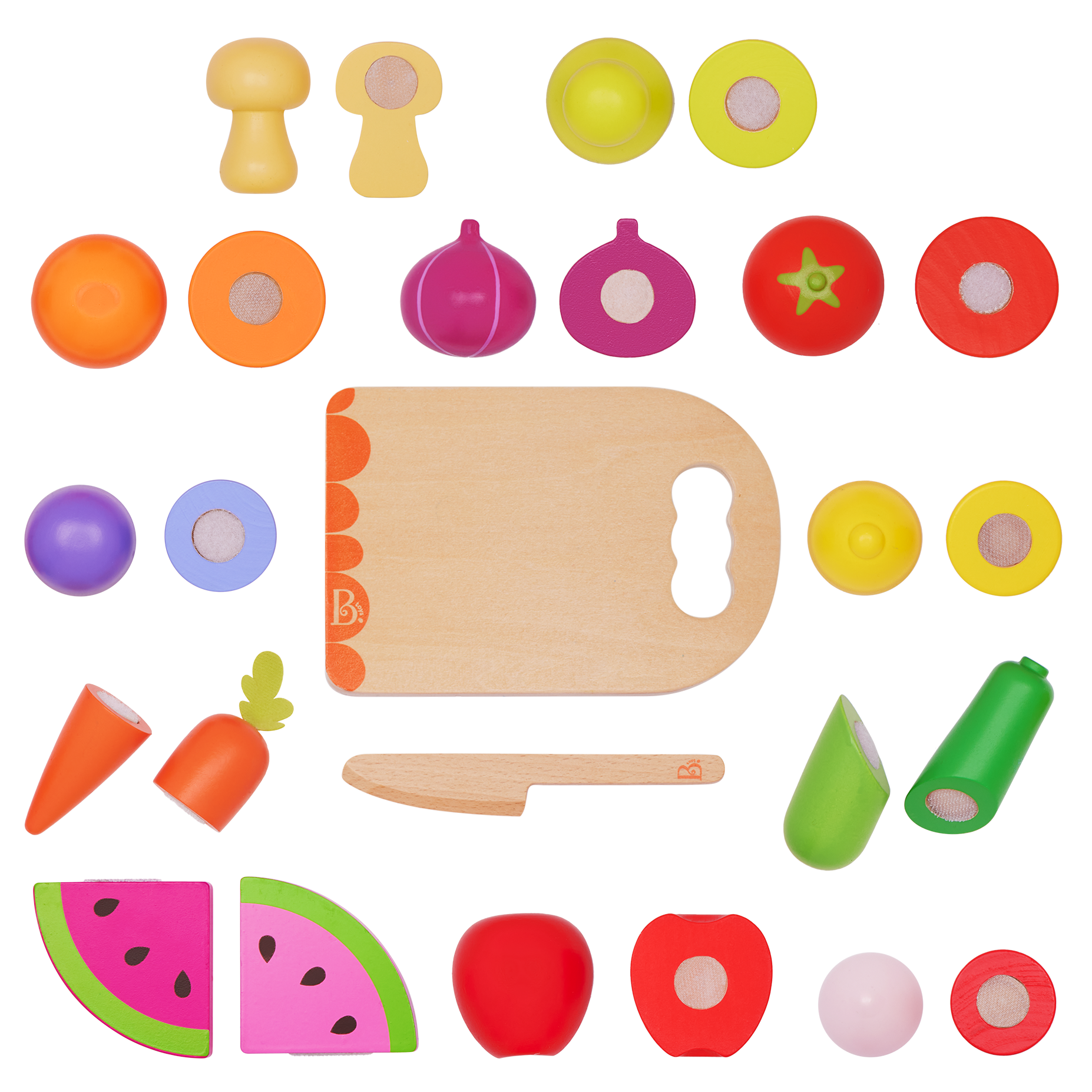 Wooden play food fruits and vegetables choppable for toddlers