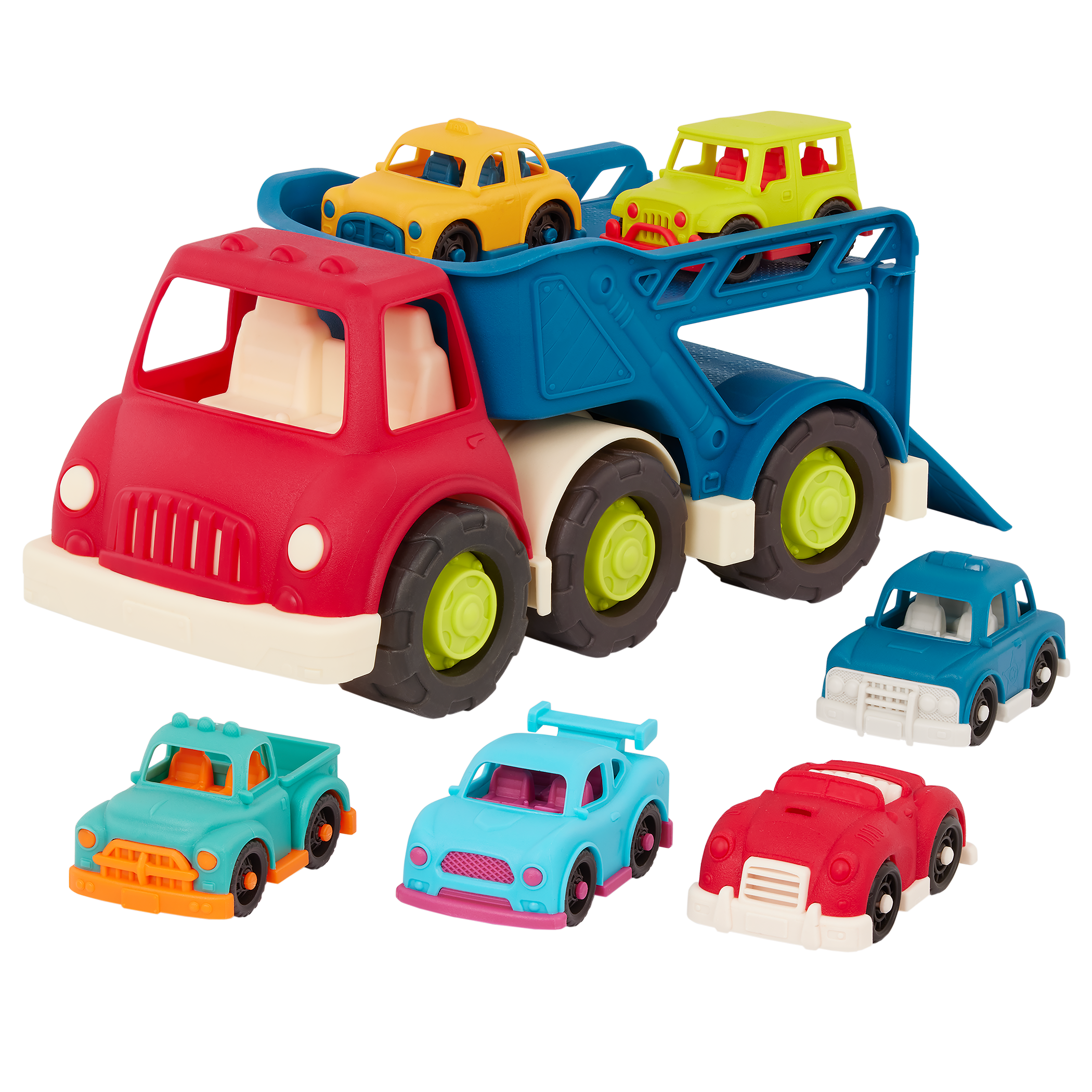 Car carrier truck for toddlers with mini vehicles