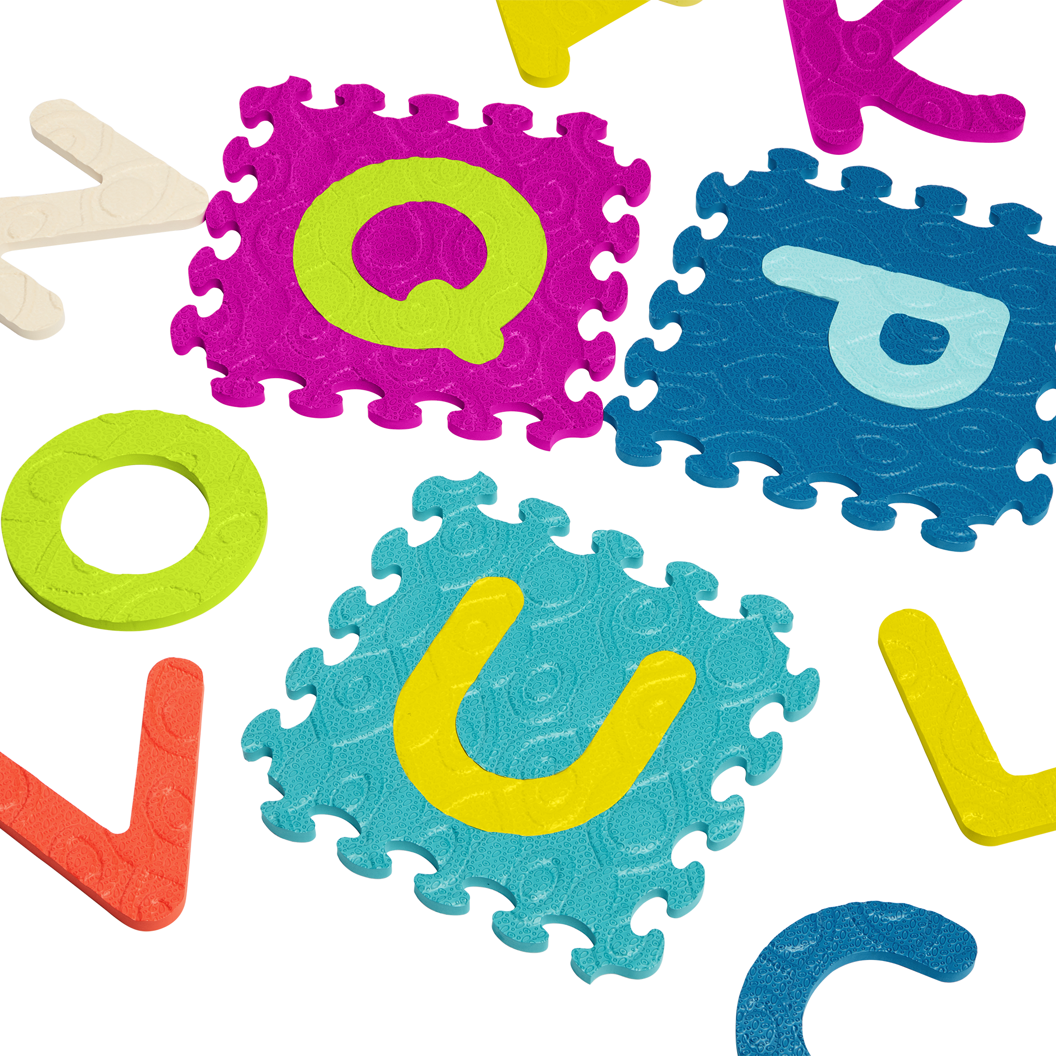 Alphabet foam tiles.