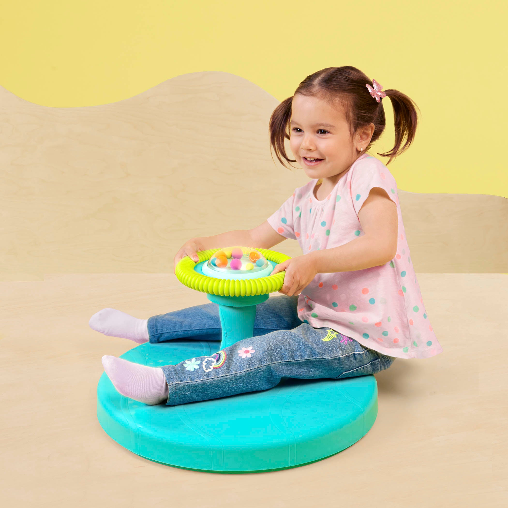 Twirly time spinning seat toy for toddlers